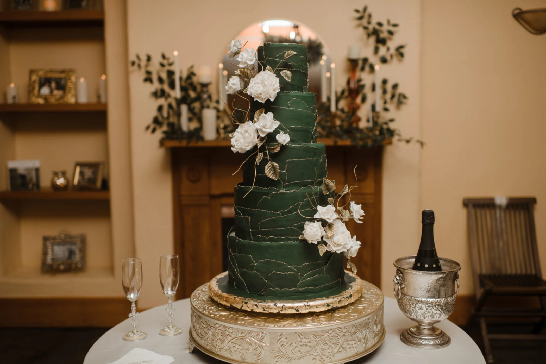 Bride in lace gown holding bouquet inside Maison De Tours historic wedding venue near Lafayette Louisiana